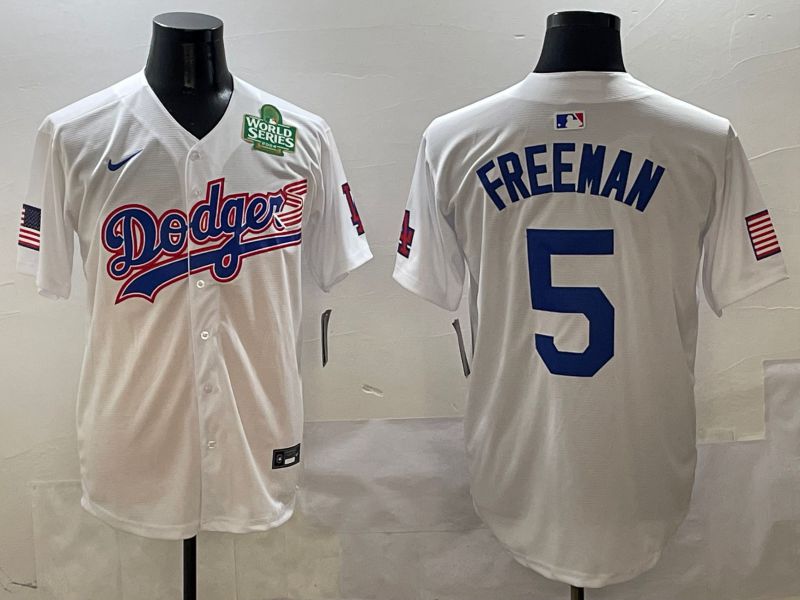 Men Los Angeles Dodgers #5 Freeman White Second generation Joint Name Nike 2025 MLB Jersey style 5->customized nhl jersey->Custom Jersey